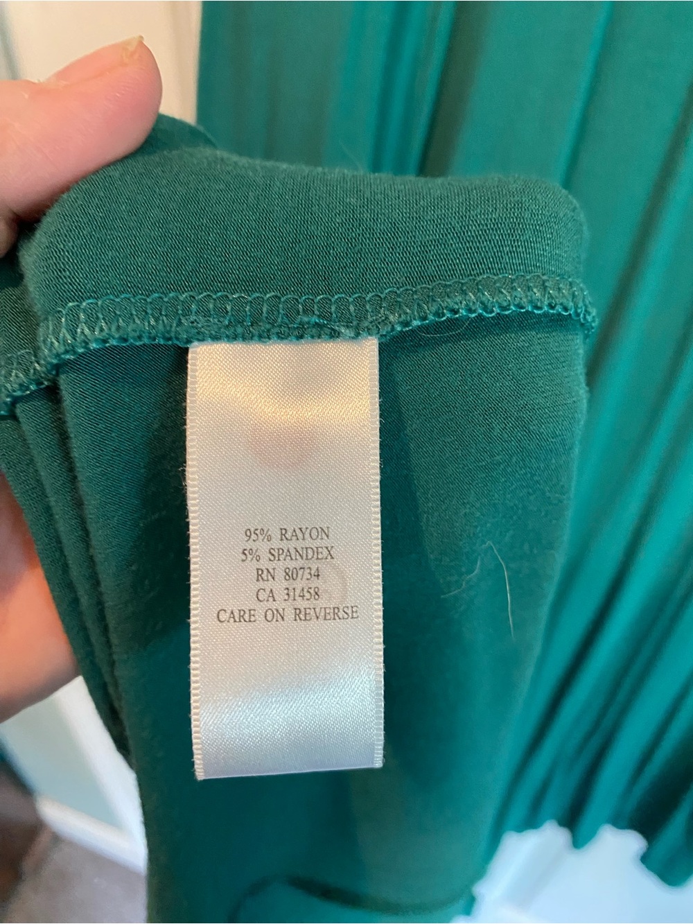BCBGMaxAzria Teal V-Neck Tunic with Brown and White Trim - Picture 5 of 6